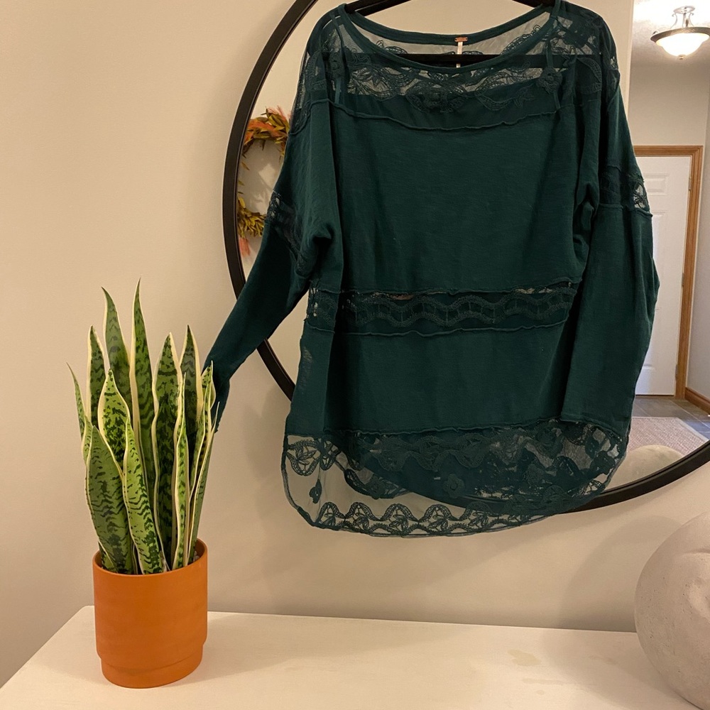 Free People Mesh Long Sleeve Top
